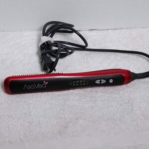 AsaVea Hair Straightener Brush Comb Electric Hot‎ Heating Styling Red Black